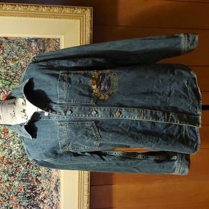BURBERRY Crest Print Denim Shirt, S